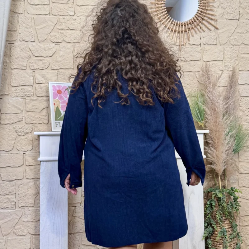 Robe courte en velours côtelé (T40-T48) - marine - 48