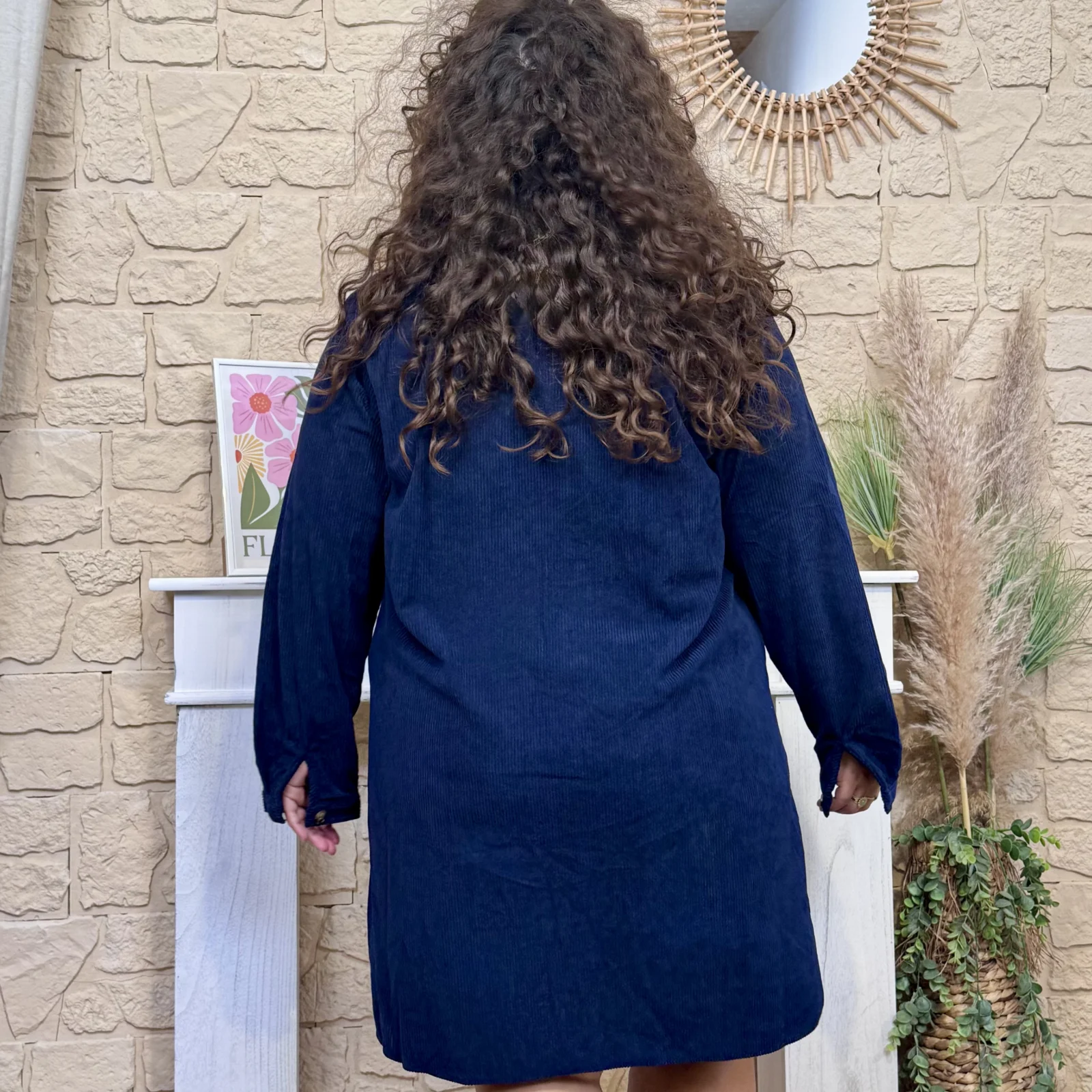 Robe courte en velours côtelé (T40-T48) - marine - 48