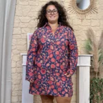 Robe fleurie marine Maëlle (T40-T48)