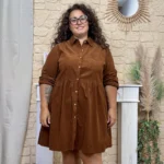 Robe-chemise en velours côtelé (T42-T46)