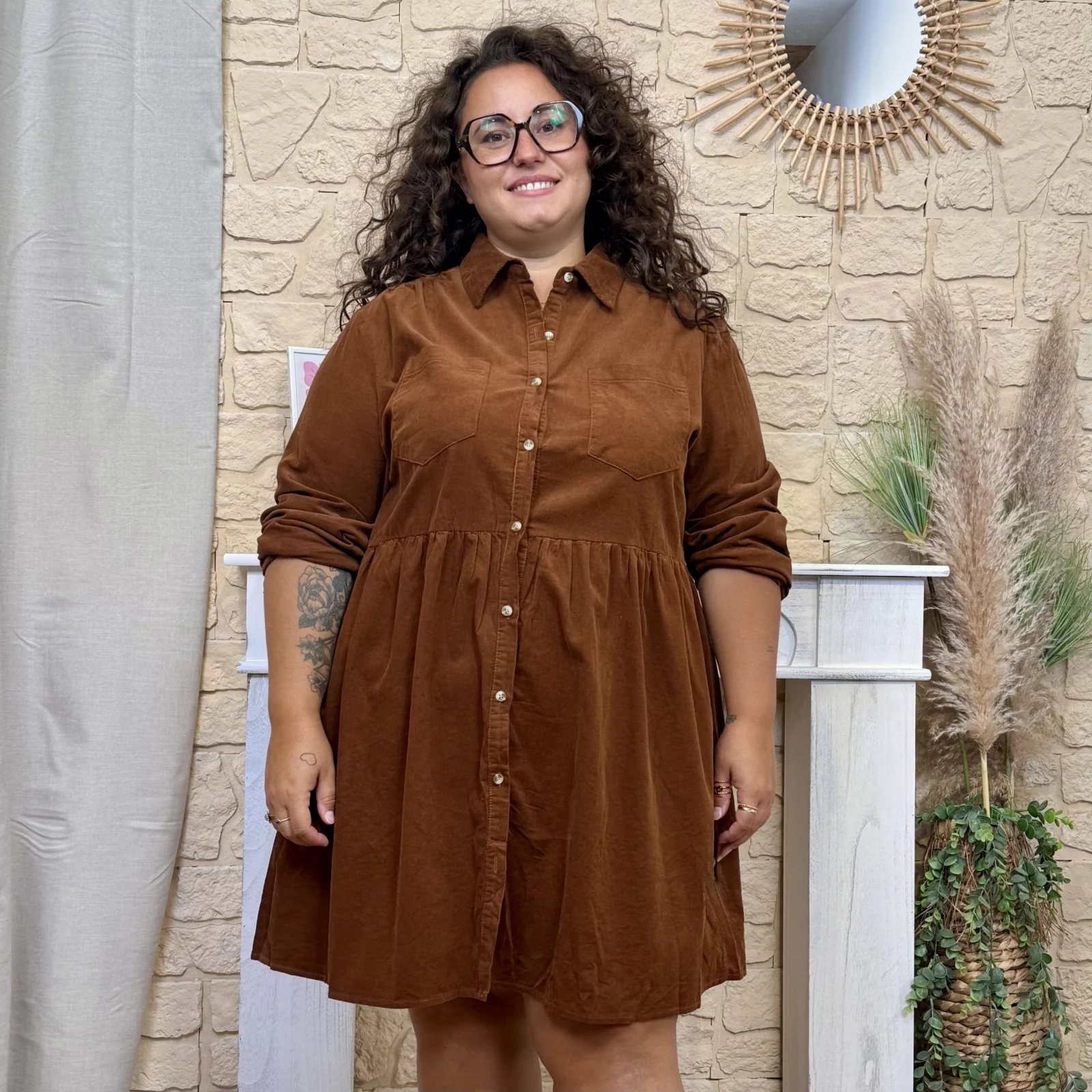 Robe-chemise en velours côtelé (T42-T46)