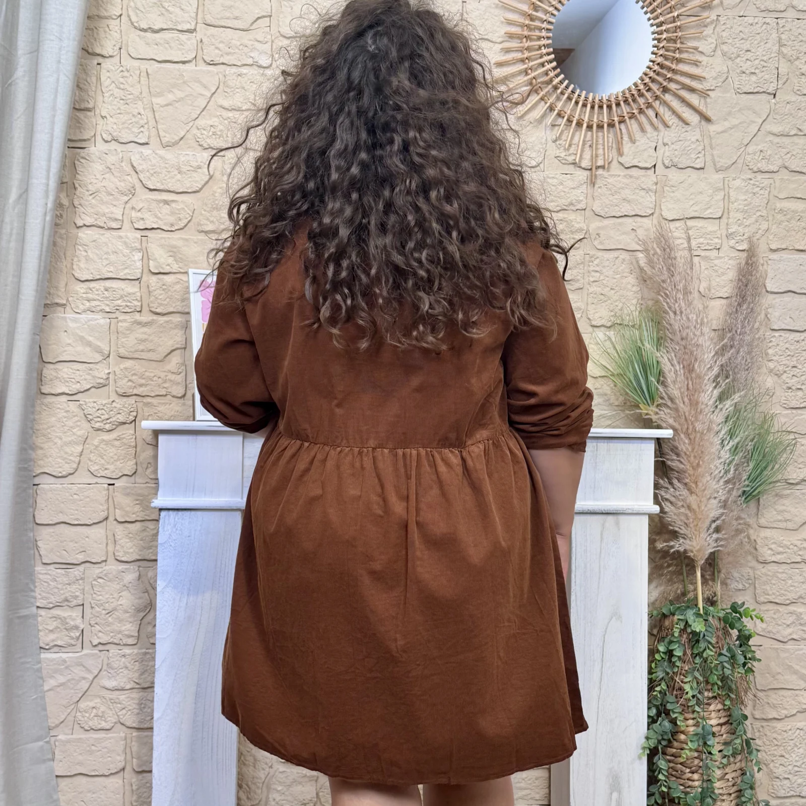 Robe-chemise en velours côtelé (T42-T46) - camel - 46