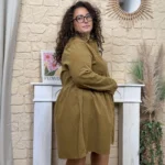 Robe-chemise en velours côtelé (T42-T46) - taupe - 46