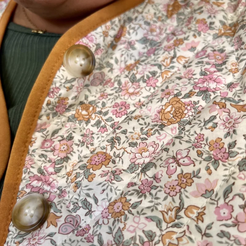 Gilet matelassé fleuri beige (T42-T46) - beige - 46