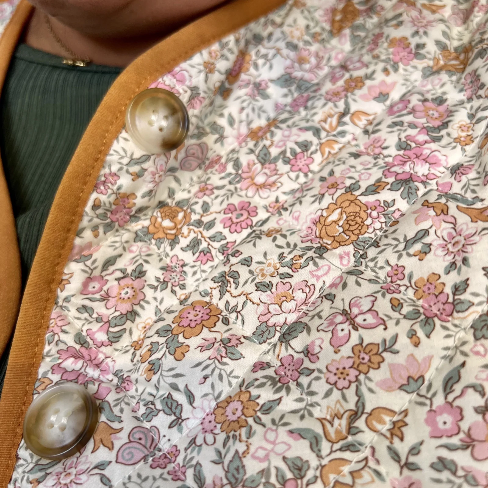 Gilet matelassé fleuri beige (T42-T46) - beige - 46