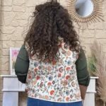 Gilet matelassé fleuri beige (T42-T46) - beige - 46