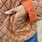 Veste femme matelassée imprimé losanges « Jolies Formes » T42-T46 - rouille - 46