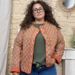Veste femme matelassée imprimé losanges « Jolies Formes » T42-T46 - rouille - 46
