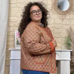 Veste femme matelassée imprimé losanges « Jolies Formes » T42-T46 - rouille - 46