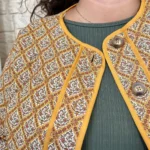 Veste femme matelassée imprimé losanges « Jolies Formes » T42-T46 - moutarde - 46