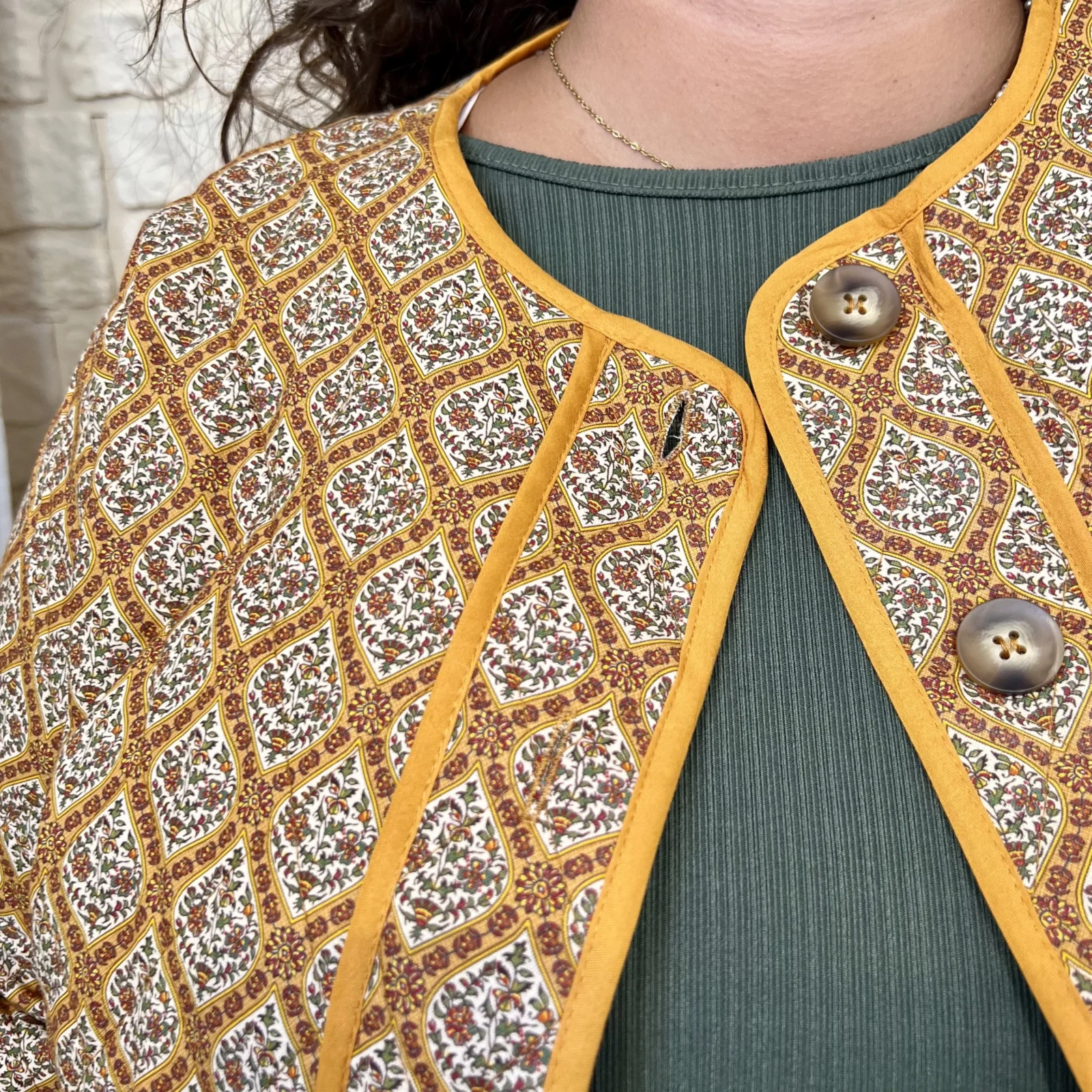 Veste matelassée imprimé losanges (T42-T46) - moutarde - 46
