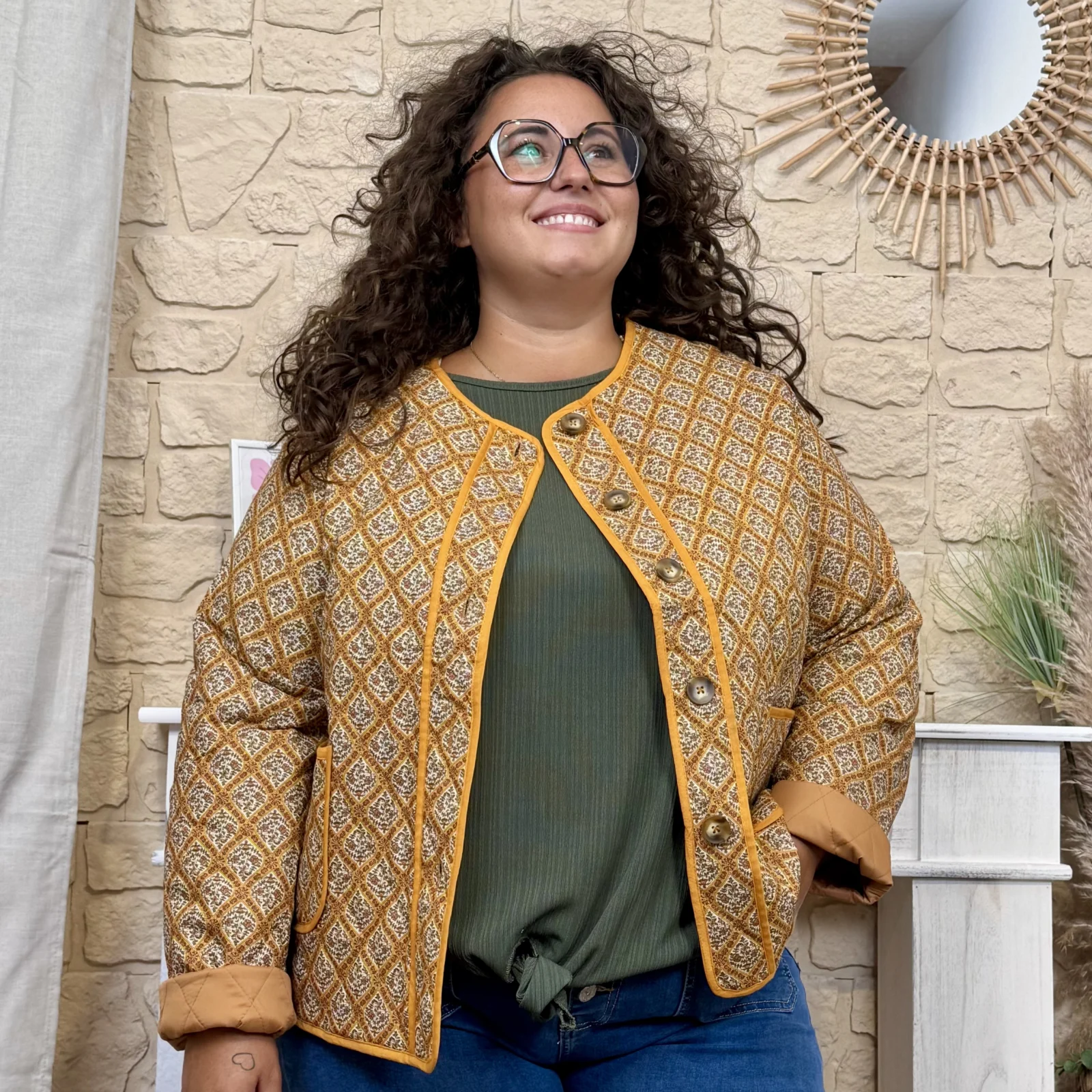 Veste matelassée imprimé losanges (T42-T46)
