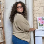 Pull femme fin pailleté col V « Jolies Formes » - camel - taille-unique-grande-taille