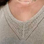Pull femme fin pailleté col V « Jolies Formes » - camel - taille-unique-grande-taille