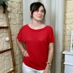 Pull femme col bateau maille fine « Tendance » - rouge - taille-unique