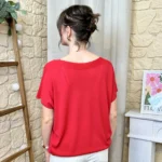 Pull femme col bateau maille fine « Tendance » - rouge - taille-unique
