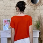 Pull femme col bateau maille fine « Tendance » - rouille - taille-unique