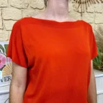 Pull femme col bateau maille fine « Tendance » - rouille - taille-unique