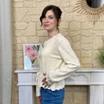 Gilet maille lien à nouer - Version Féminin - beige - taille-unique