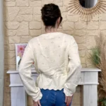 Gilet maille lien à nouer - Version Féminin - beige - taille-unique