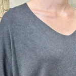 Pull femme maille fine col V « Tendance » - fonce-gris - taille-unique