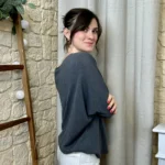 Pull femme maille fine col V « Tendance » - fonce-gris - taille-unique