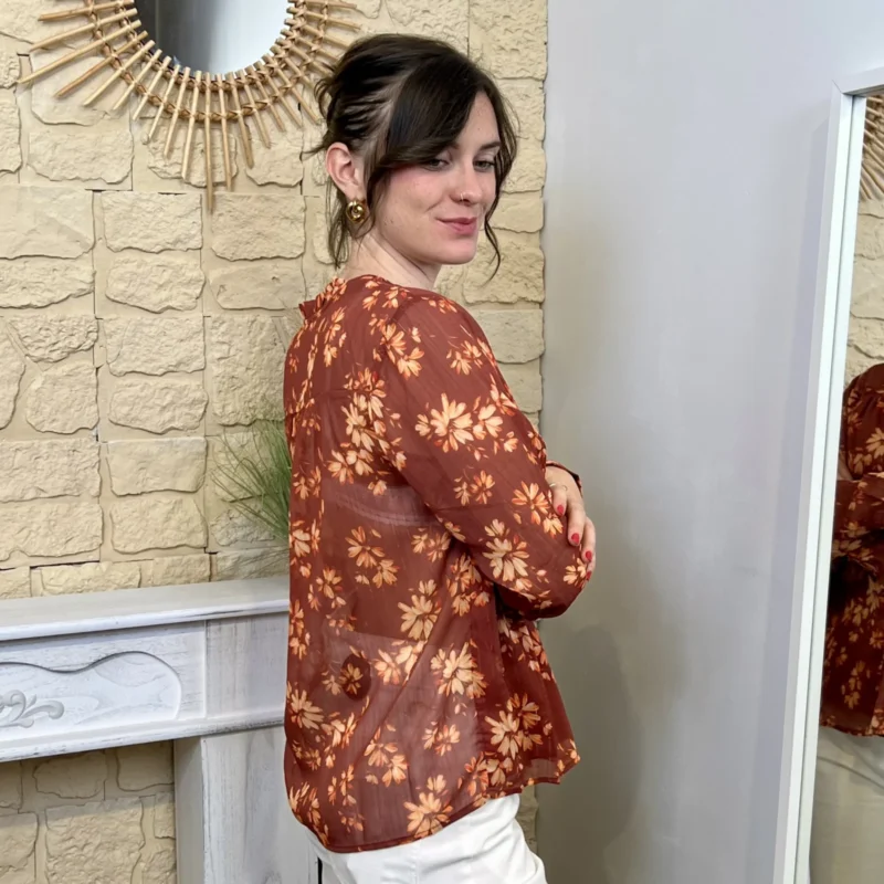 Blouse fleurie femme MAËLLE T36-T38 - rouille - 38