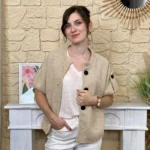 Pull-veste femme boutonné manches larges « Tendance » - beige - taille-unique