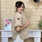 Pull-veste femme boutonné manches larges « Tendance » - beige - taille-unique