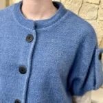 Pull-veste femme boutonné manches larges « Tendance » - bleu-jeans - taille-unique