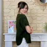 Pull-veste femme boutonné manches larges « Tendance » - kaki - taille-unique