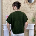 Pull-veste femme boutonné manches larges « Tendance » - kaki - taille-unique