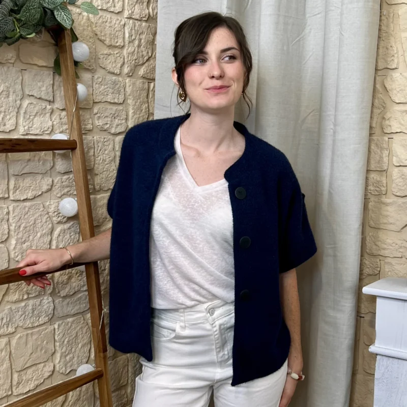 Pull-veste boutonné femme - marine - taille-unique