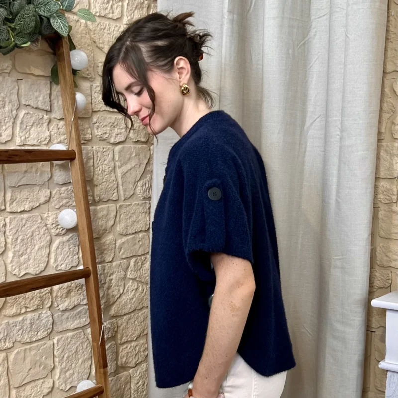 Pull-veste boutonné femme - marine - taille-unique