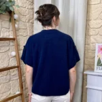 Pull-veste femme boutonné manches larges « Tendance » - marine - taille-unique