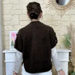 Pull-veste femme boutonné manches larges « Tendance » - marron - taille-unique
