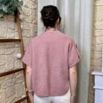 Pull-veste femme boutonné manches larges « Tendance » - rose-pale - taille-unique