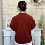 Pull-veste femme boutonné manches larges « Tendance » - rouille - taille-unique