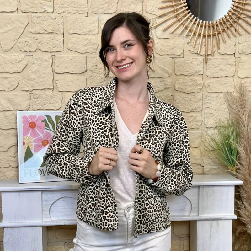 Veste courte léopard femme - camel - 40