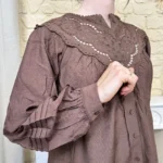 Chemise fluide brodée femme BY ONE T36-T38 - marron - 38