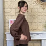 Chemise fluide brodée femme BY ONE T36-T38 - marron - 38