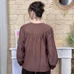 Chemise fluide brodée femme BY ONE T36-T38 - marron - 38