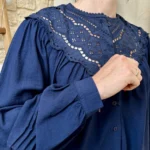 Chemise fluide brodée femme BY ONE T36-T38 - marine - 38