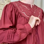 Chemise fluide brodée femme BY ONE T36-T38 - bordeaux - 38