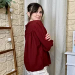 Chemise fluide brodée femme BY ONE T36-T38 - bordeaux - 38