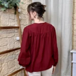 Chemise fluide brodée femme BY ONE T36-T38 - bordeaux - 38