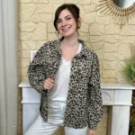 Veste imprimé léopard velours - beige - taille-unique