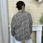 Veste imprimé léopard velours - beige - taille-unique
