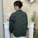 Veste imprimé léopard velours - kaki - taille-unique