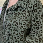 Veste imprimé léopard velours - kaki - taille-unique